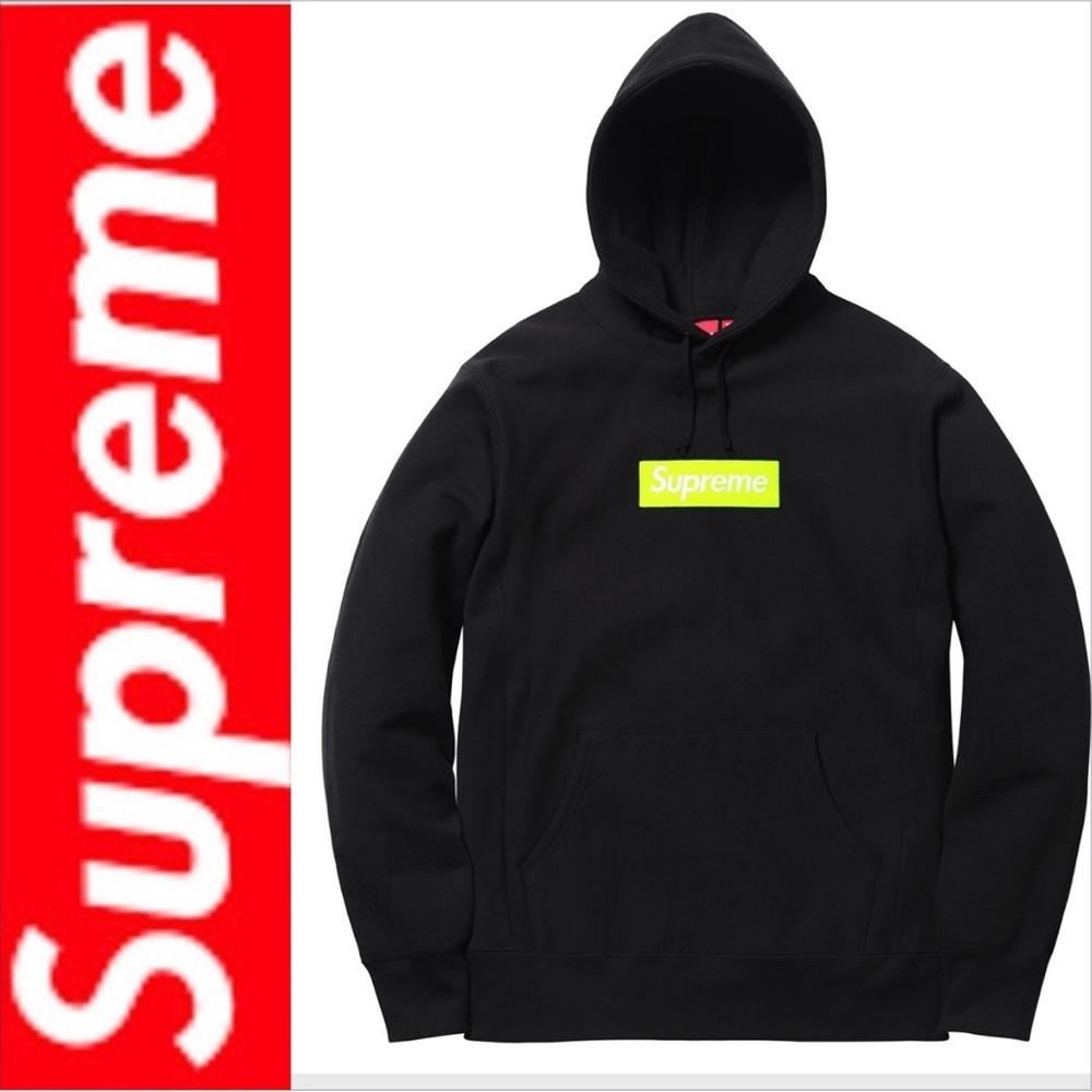 Supreme FW17 Neon Green Box logo Hoodie - Picture 2 of 9